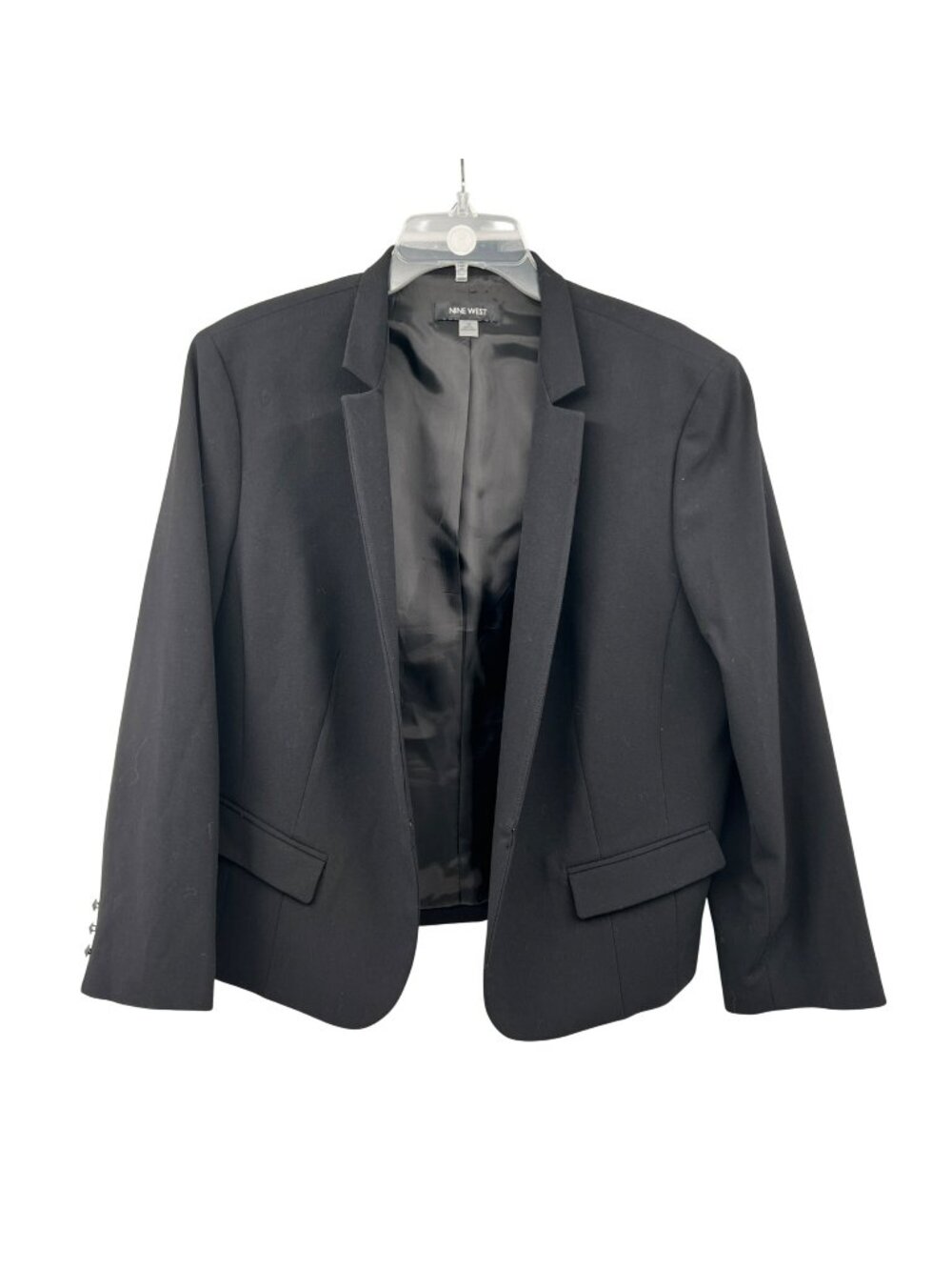 Nine West Womens Blazer Open Front Long Sleeve Black Size 16